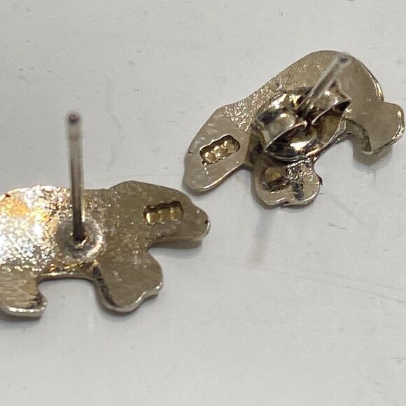 Tiny Polar Bear Stud Post back Sterling Silver Earrings - Picture 3 of 3